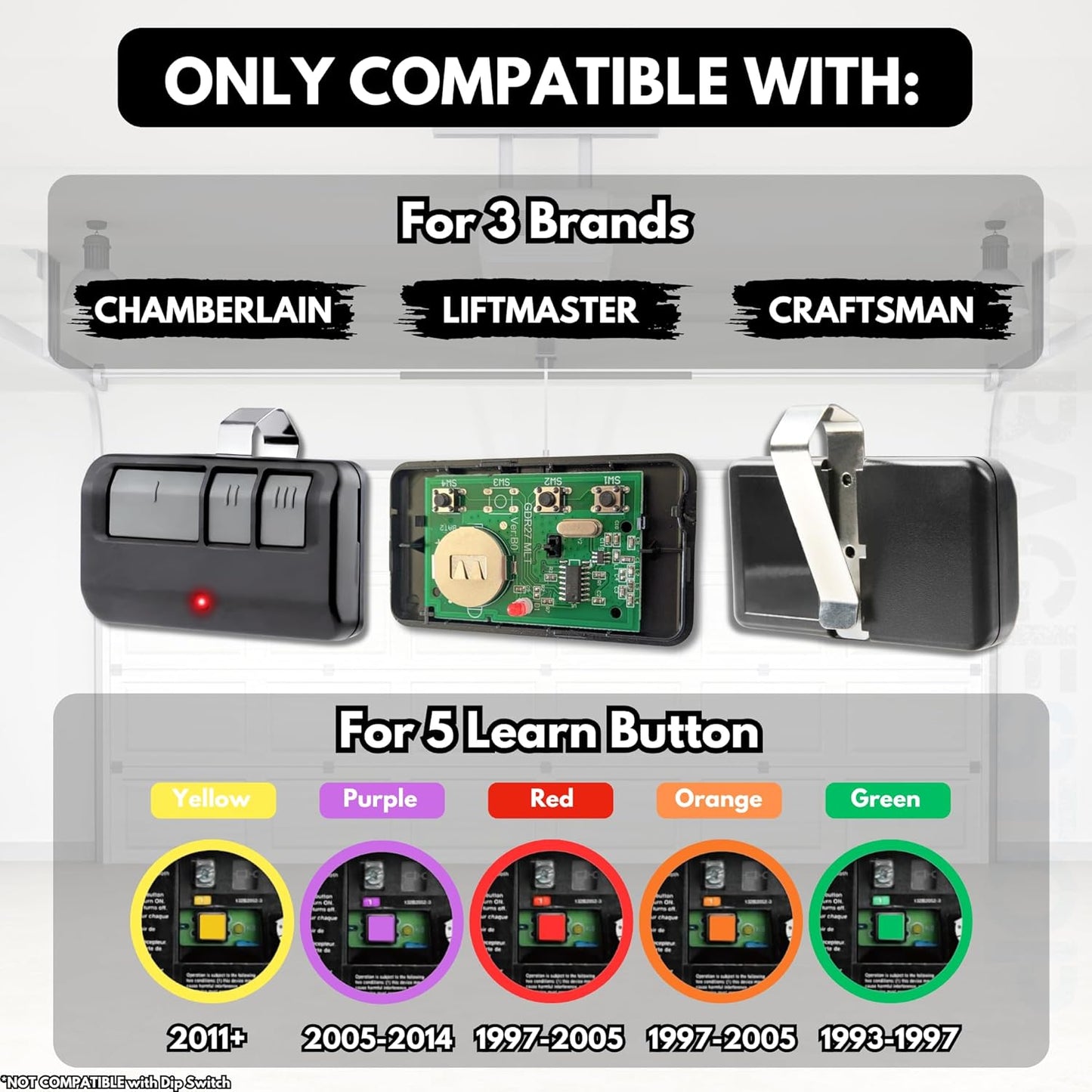 2X Garage Stop 893LM 893Max Remote for Chamberlain Liftmaster Craftsman, 1993-Present - Replacement Gate Opener Remote