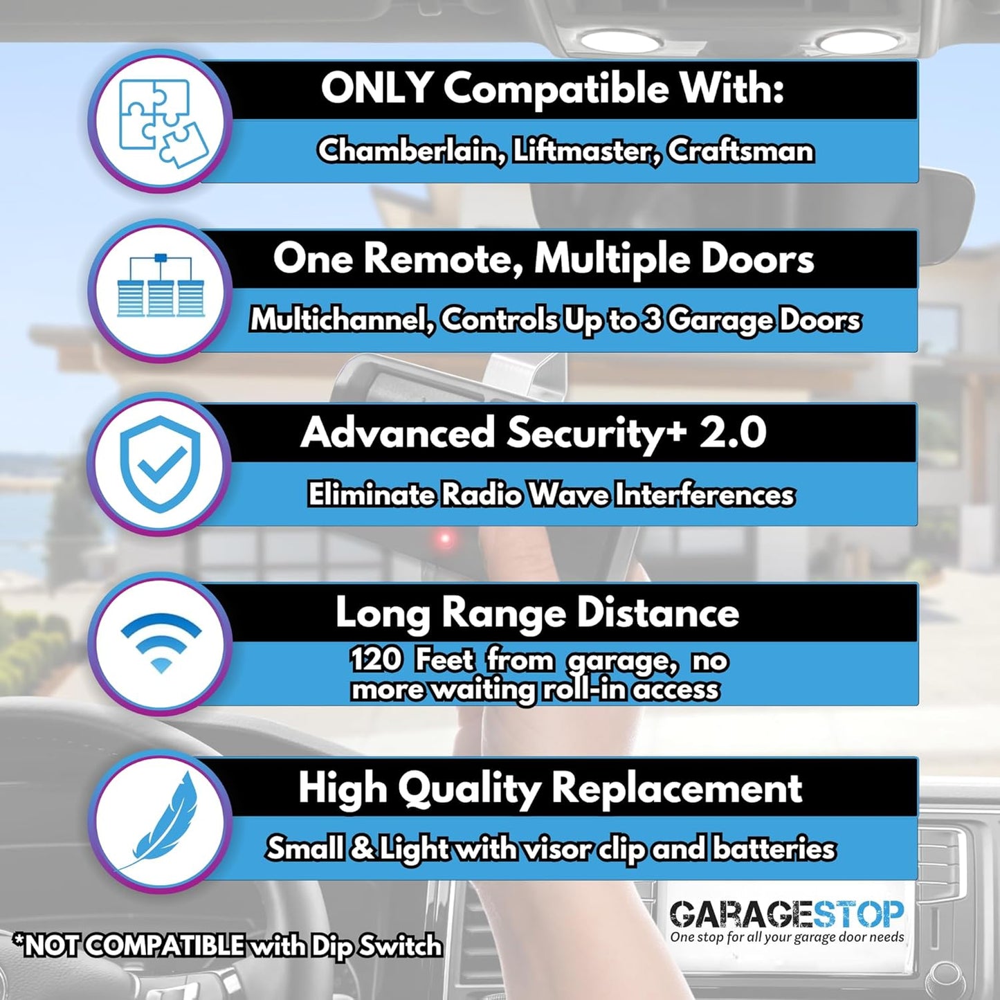 2X Garage Stop 893LM 893Max Remote for Chamberlain Liftmaster Craftsman, 1993-Present - Replacement Gate Opener Remote