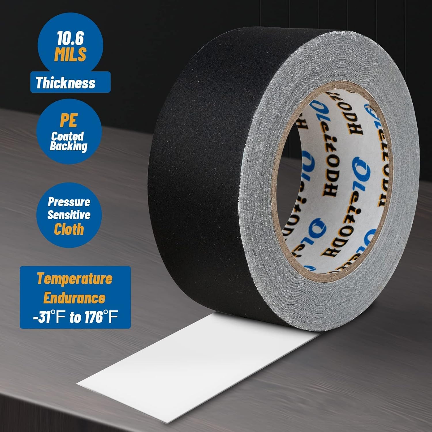 3" Black Gaffers Tape Bulk Pack - 12 Rolls, 30 Yards per Roll - Easy Tear, Non Reflective, Waterproof Cloth Tape for Photography, Filming, Stage - Oleitodh