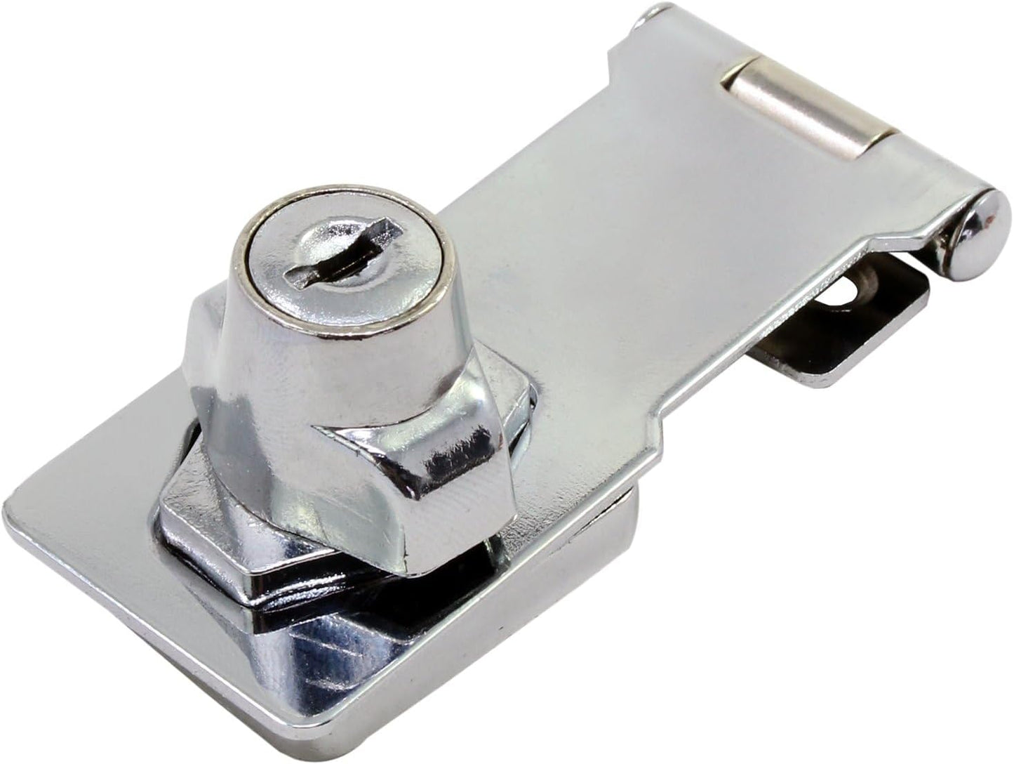 3-Inch Hasp Lock with Keys for Cabinets and Safety Gates - Chrome Finish, Keyed Latch Lock for Secure Entry