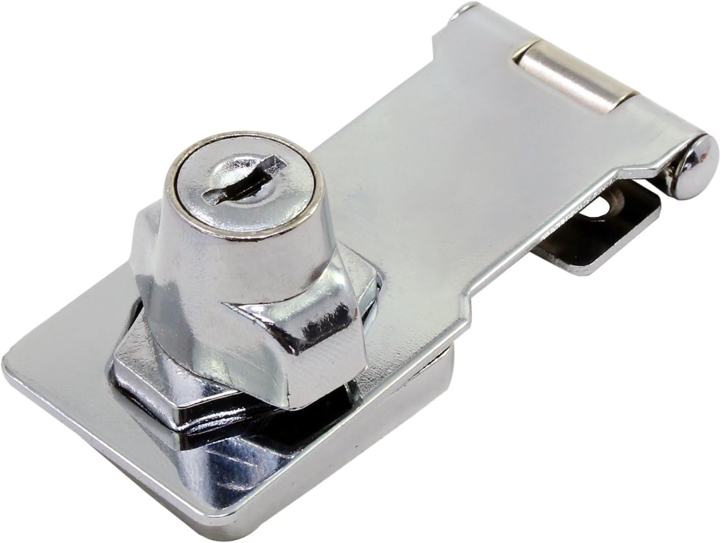 3-Inch Hasp Lock with Keys for Cabinets and Safety Gates - Chrome Finish, Keyed Latch Lock for Secure Entry
