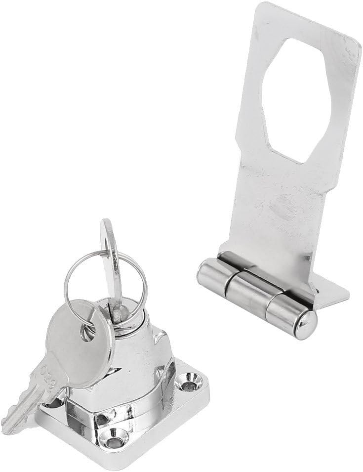 3-Inch Hasp Lock with Keys for Cabinets and Safety Gates - Chrome Finish, Keyed Latch Lock for Secure Entry