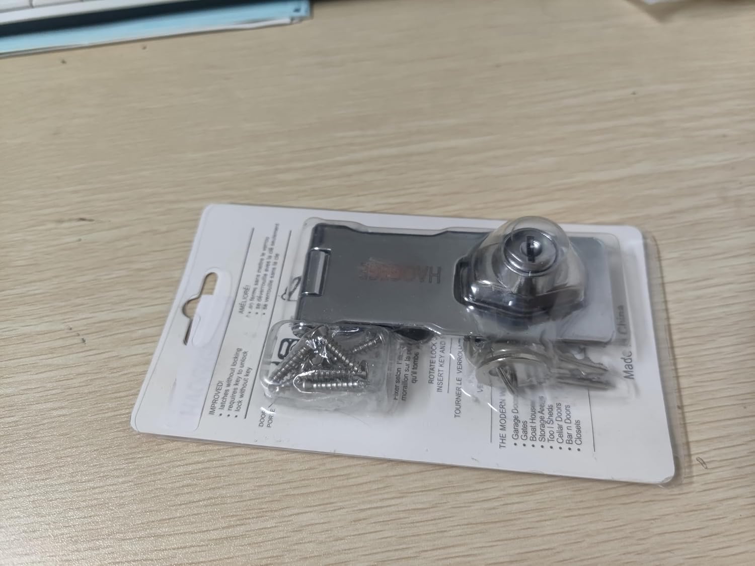 3-Inch Hasp Lock with Keys for Cabinets and Safety Gates - Chrome Finish, Keyed Latch Lock for Secure Entry