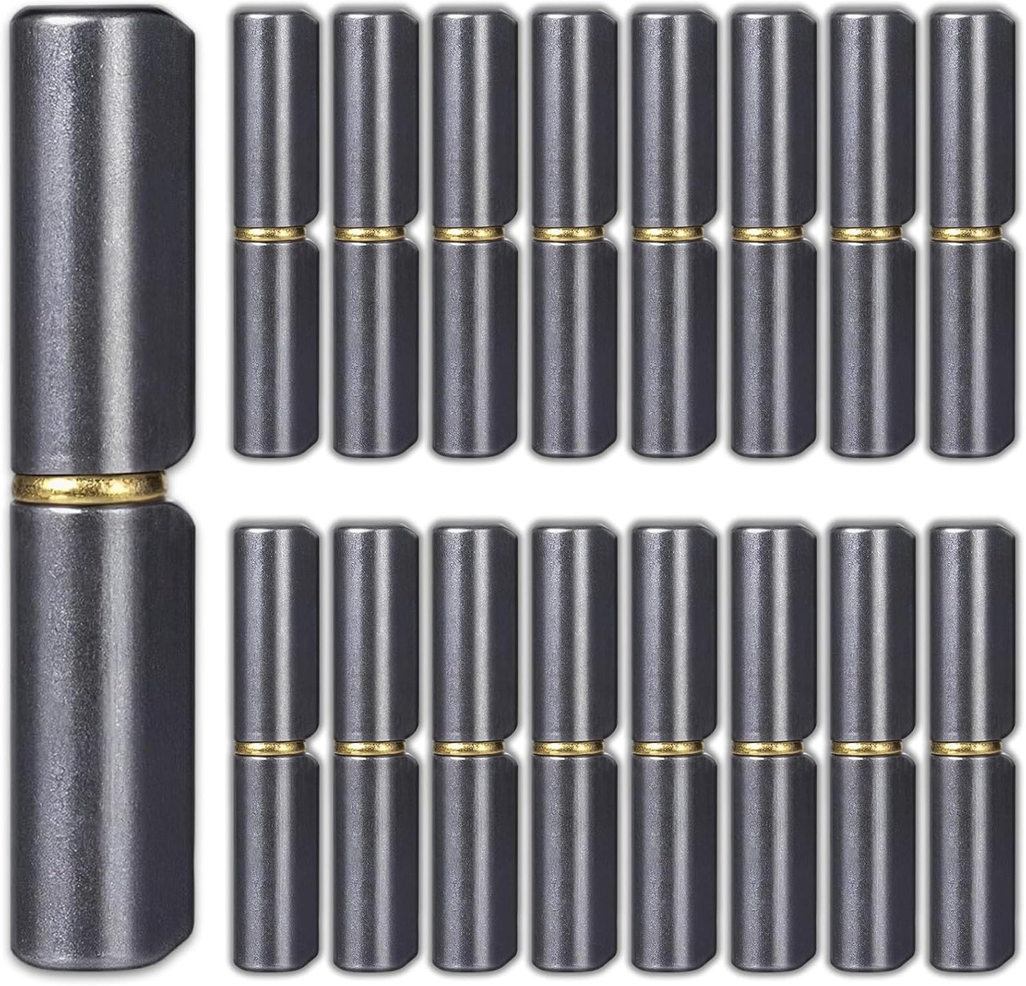 3 Inch Weld On Barrel Hinges - 20 Pack Heavy Duty Carbon Steel Detachable Hinges for Swing Doors, Gates, Trailer Ramps, Driveway Gates - 360° Rotating Bullet Hinges with Low Friction Pin