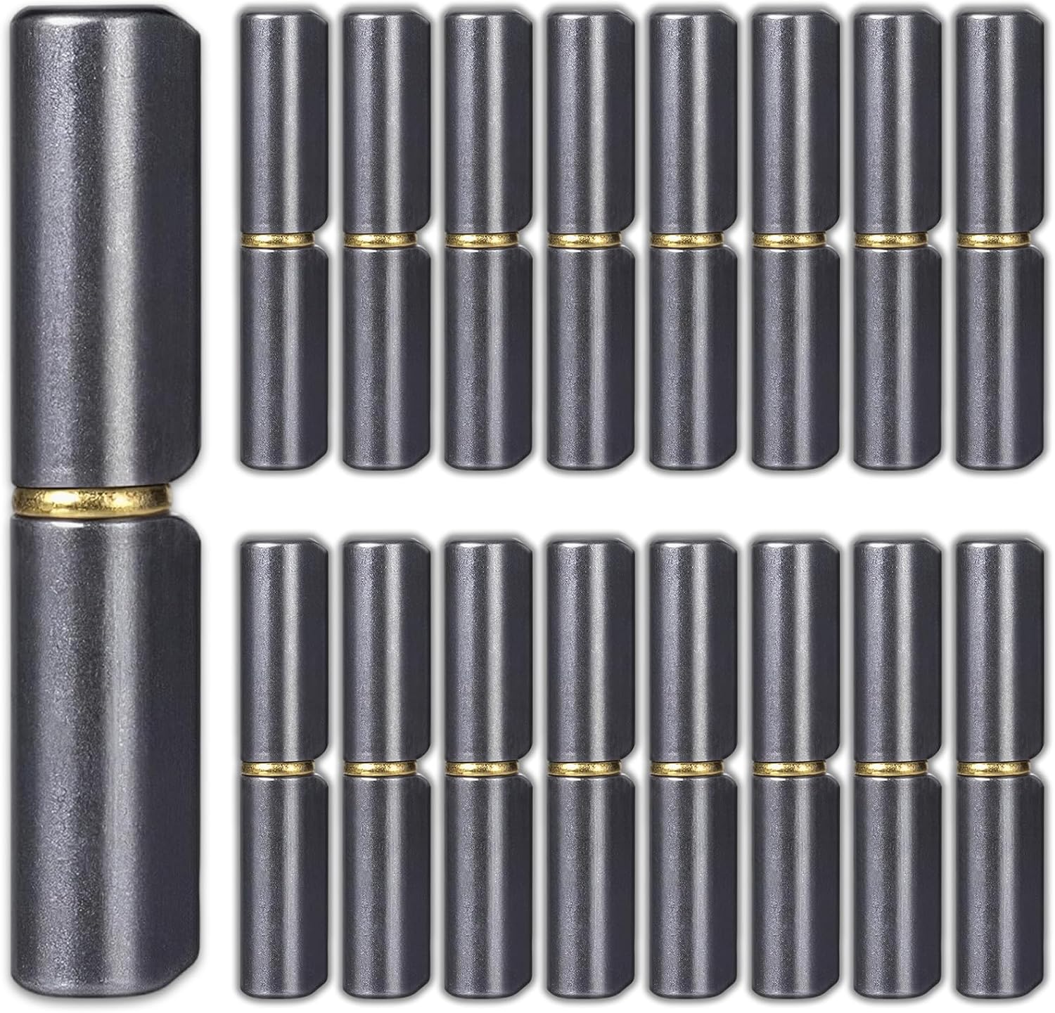3 Inch Weld On Barrel Hinges - 20 Pack Heavy Duty Carbon Steel Detachable Hinges for Swing Doors, Gates, Trailer Ramps, Driveway Gates - 360° Rotating Bullet Hinges with Low Friction Pin