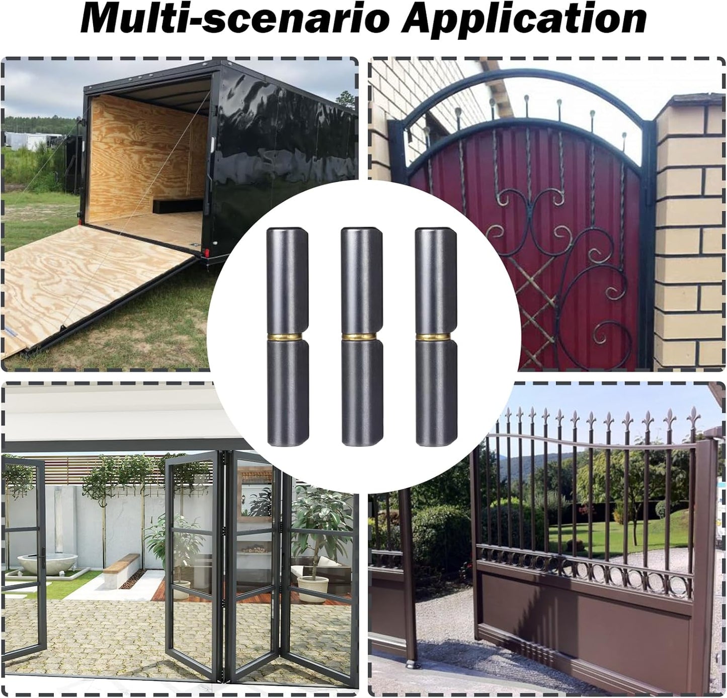 3 Inch Weld On Barrel Hinges - 20 Pack Heavy Duty Carbon Steel Detachable Hinges for Swing Doors, Gates, Trailer Ramps, Driveway Gates - 360° Rotating Bullet Hinges with Low Friction Pin