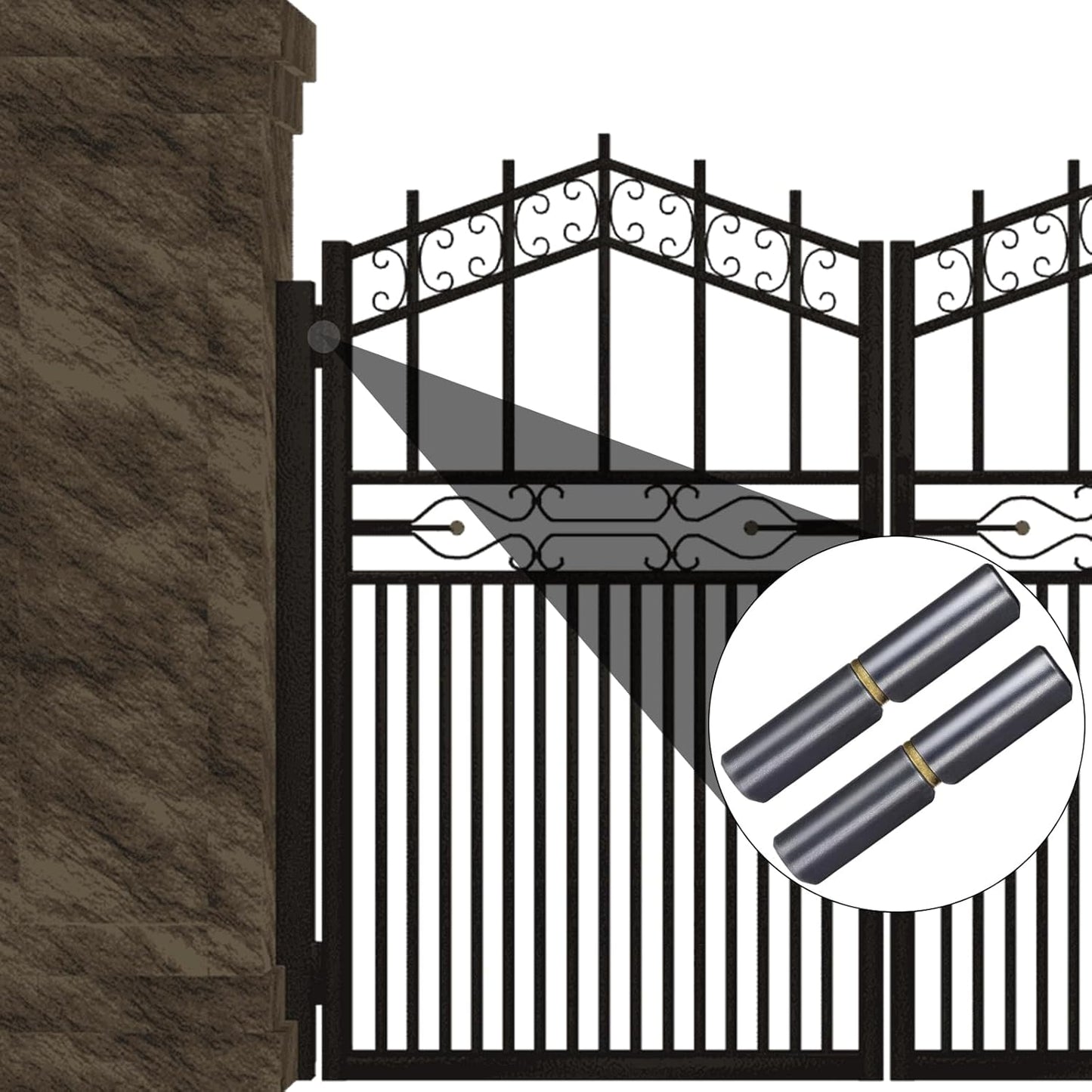 3 Inch Weld On Barrel Hinges - 20 Pack Heavy Duty Carbon Steel Detachable Hinges for Swing Doors, Gates, Trailer Ramps, Driveway Gates - 360° Rotating Bullet Hinges with Low Friction Pin