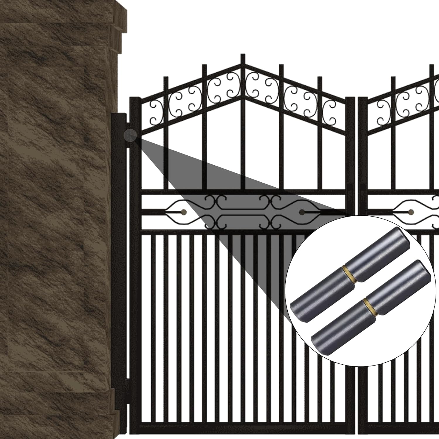 3 Inch Weld On Barrel Hinges - 20 Pack Heavy Duty Carbon Steel Detachable Hinges for Swing Doors, Gates, Trailer Ramps, Driveway Gates - 360° Rotating Bullet Hinges with Low Friction Pin