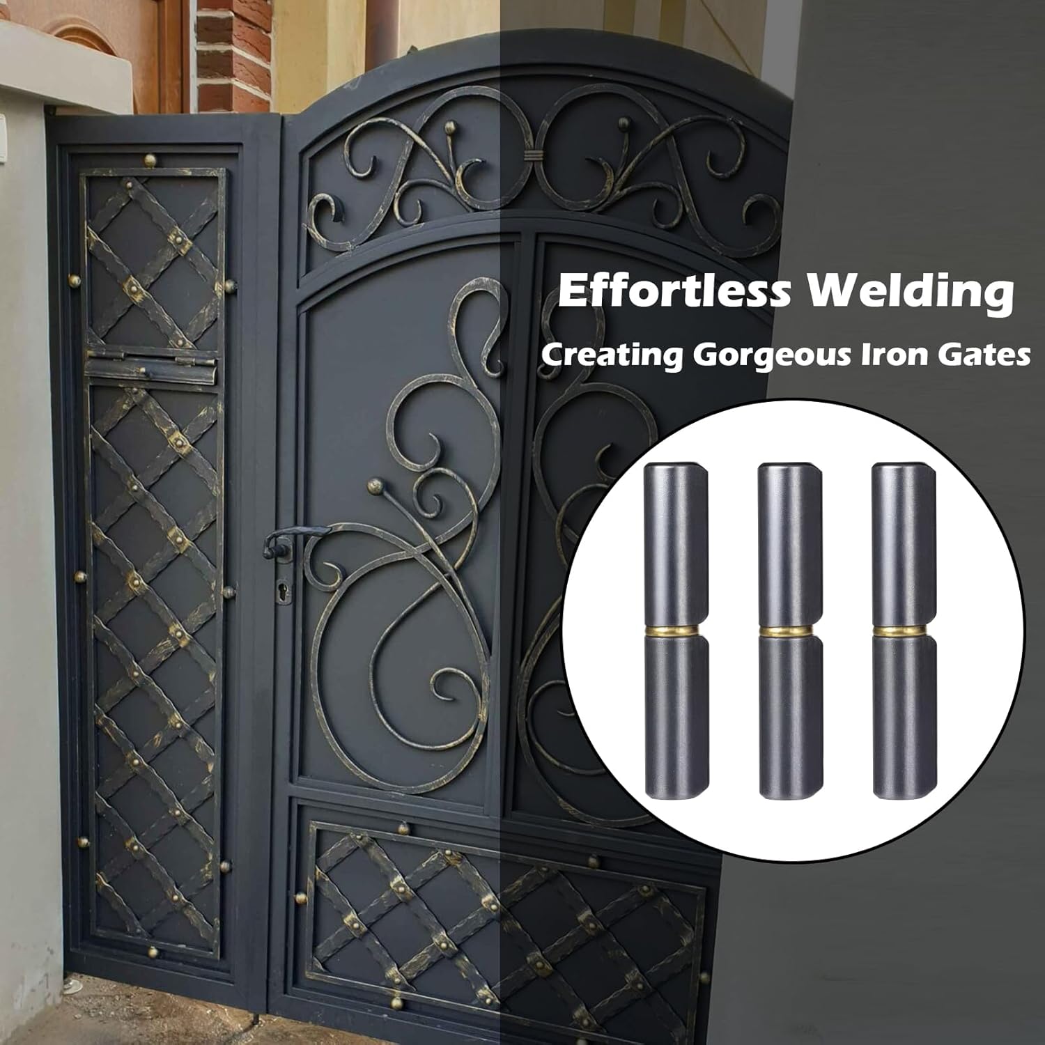 3 Inch Weld On Barrel Hinges - 20 Pack Heavy Duty Carbon Steel Detachable Hinges for Swing Doors, Gates, Trailer Ramps, Driveway Gates - 360° Rotating Bullet Hinges with Low Friction Pin