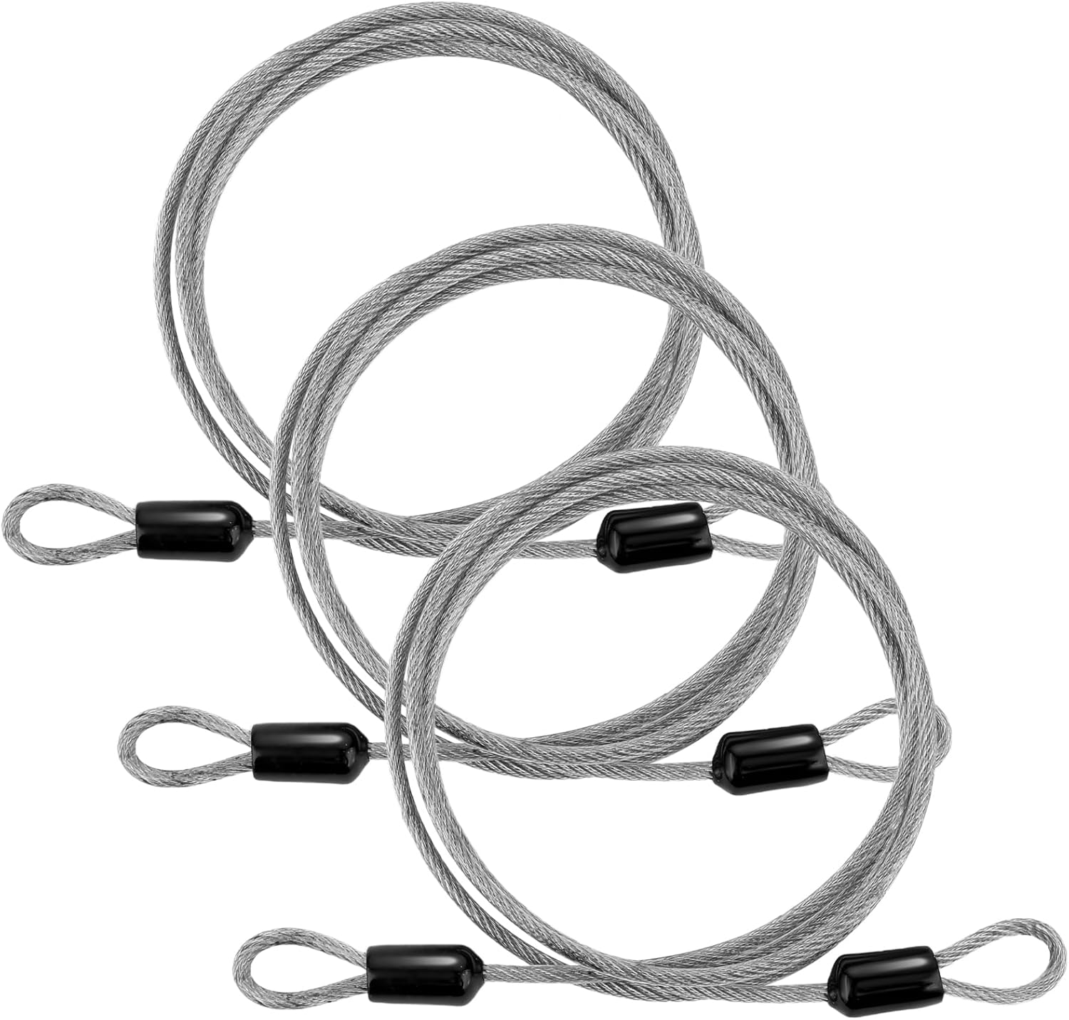 3-Pack 4 Ft Flexible Stainless Steel Security Cable with Loops - 3mm S ...