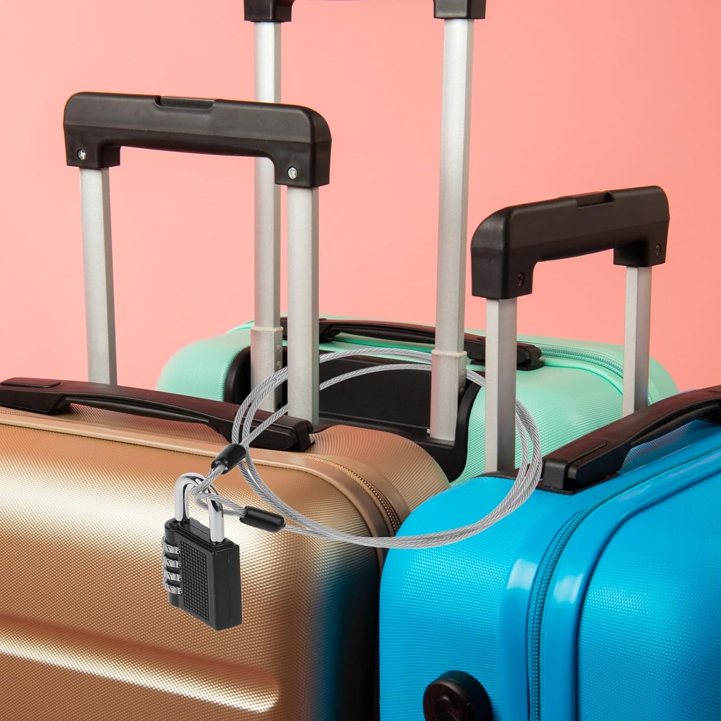 3-Pack 4 Ft Flexible Stainless Steel Security Cable with Loops - 3mm Safety Cable for Bike Locks and Luggage