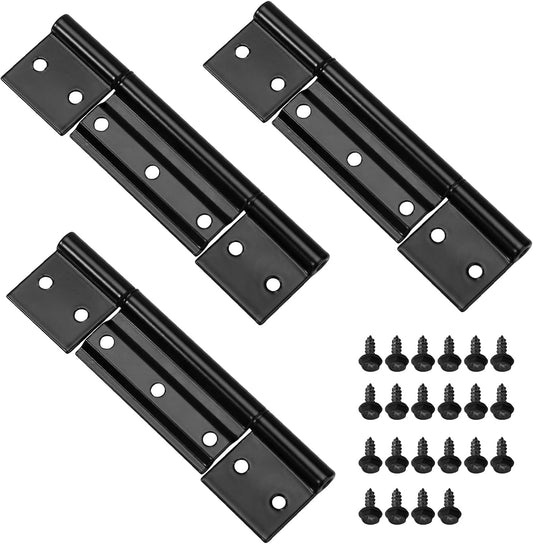 3-Pack Aluminum Matte Black Screen Door Hinges - 1/8" Grooved Center - Ideal for Residential Storm Doors