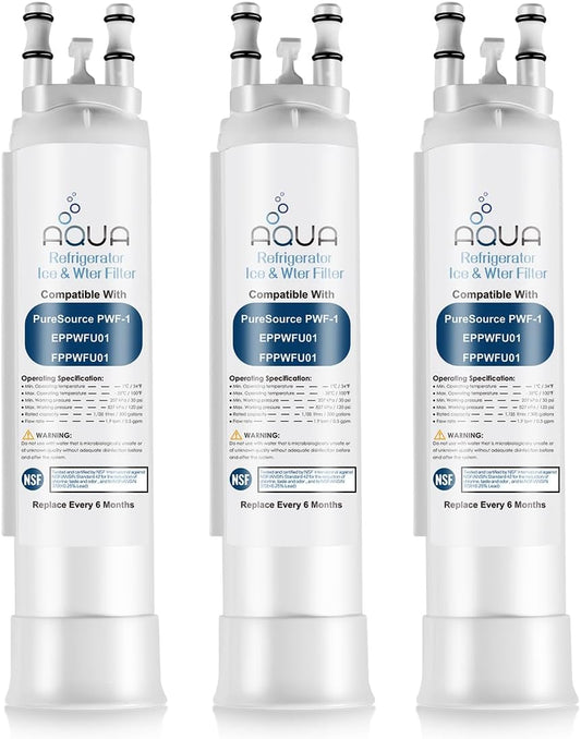3-Pack AUGUSTY FPPWFU01 Water Filter Replacements for EPPWF01, PureAdvantage PWF-1, PurePour PWF-1 - White