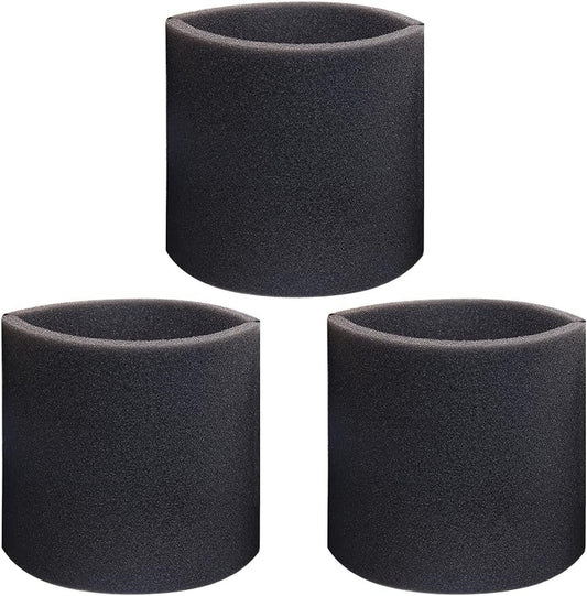 3 Pack Foam Sleeve Filter Replacements for Shop Vac, Vacmaster, & Genie Wet Dry Vacuums - Compatible with VF2001 Foam Filter