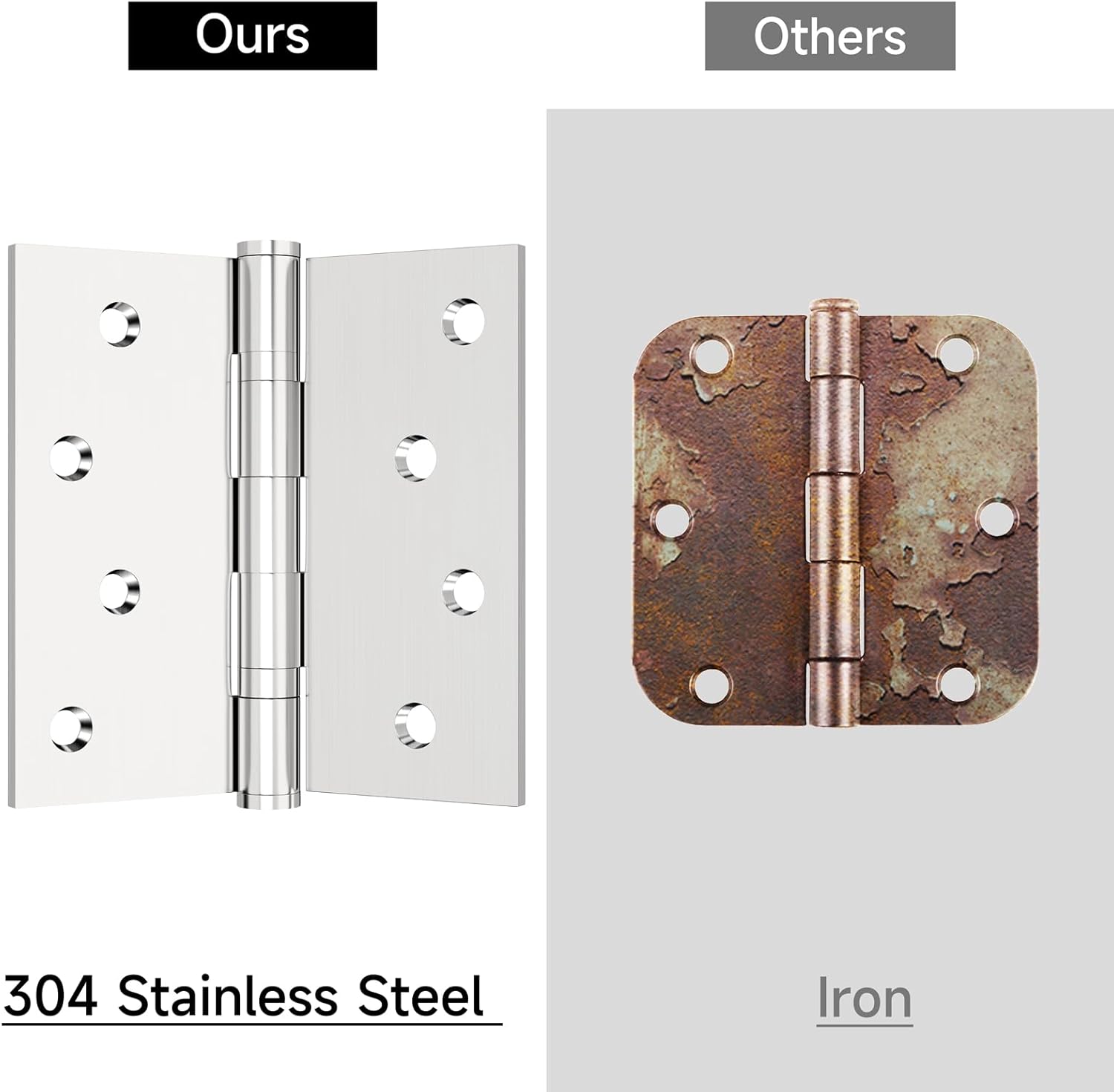 3-Pack Heavy Duty Commercial Door Hinge 4x4 inch with Silent Ball Bearing - Stainless Steel Square Corners - 2.5mm Thickness