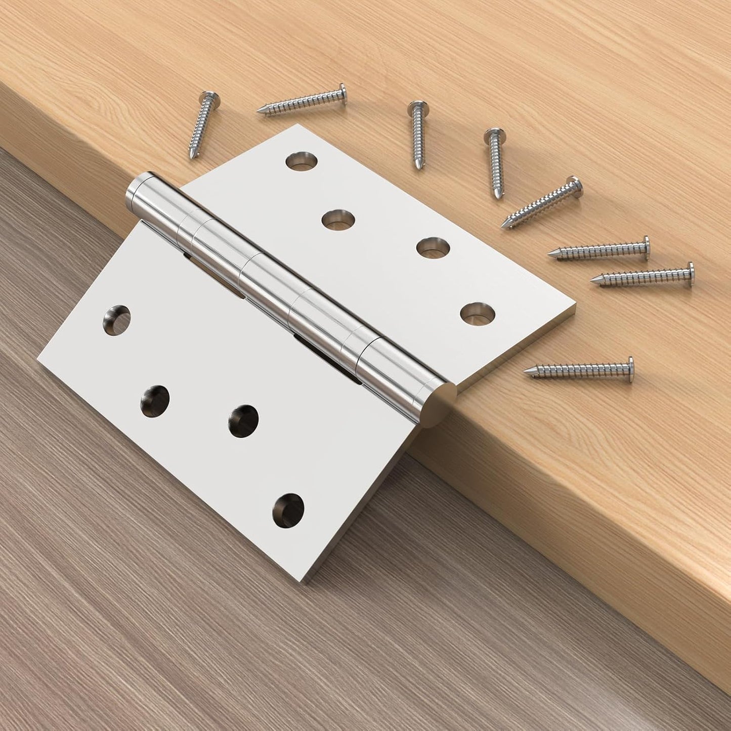3-Pack Heavy Duty Commercial Door Hinge 4x4 inch with Silent Ball Bearing - Stainless Steel Square Corners - 2.5mm Thickness