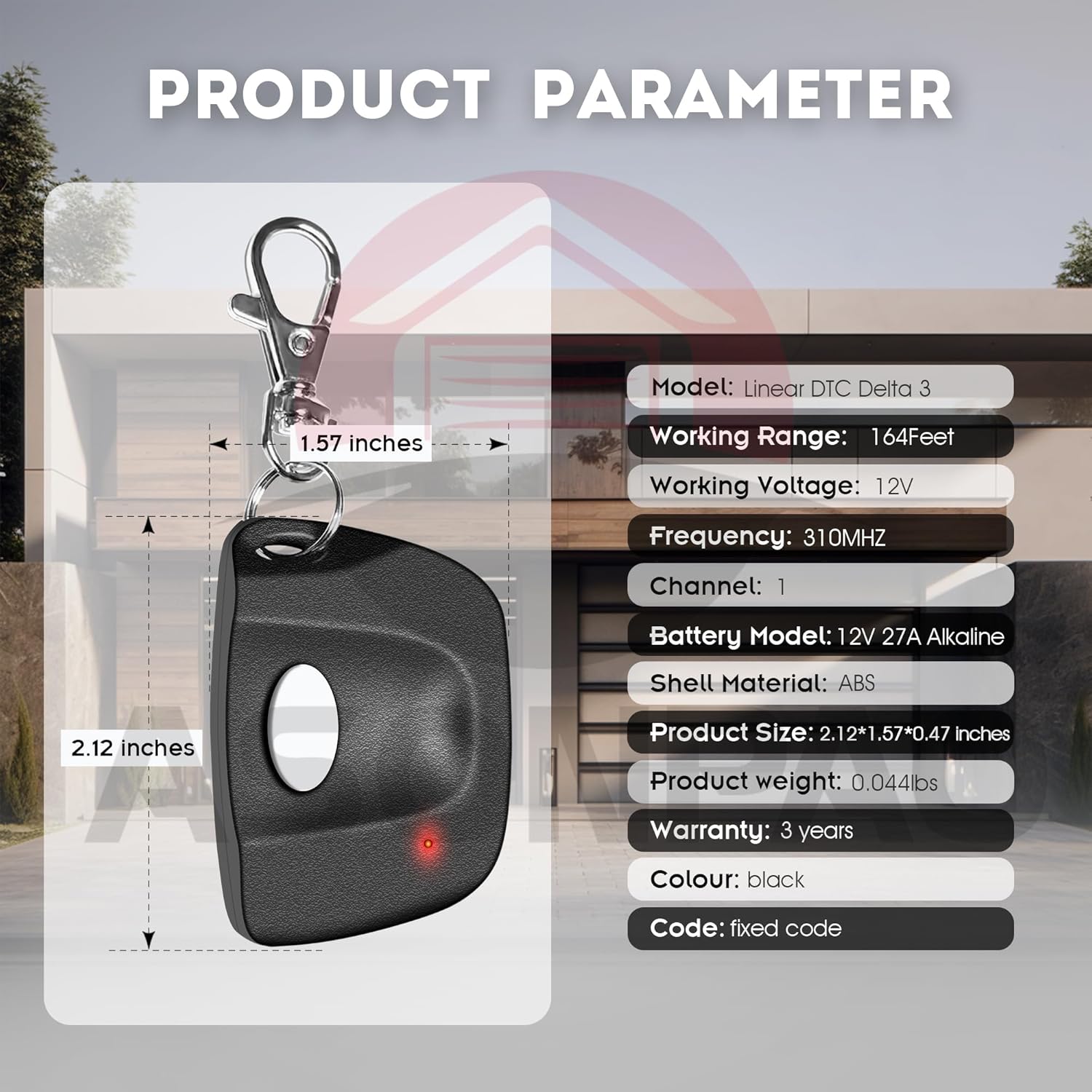 3-Pack Linear DTC Delta 3 Remote Garage Door Transmitter with 8 Dip Switches 310MHZ - ASONPAO - 3-Year Warranty