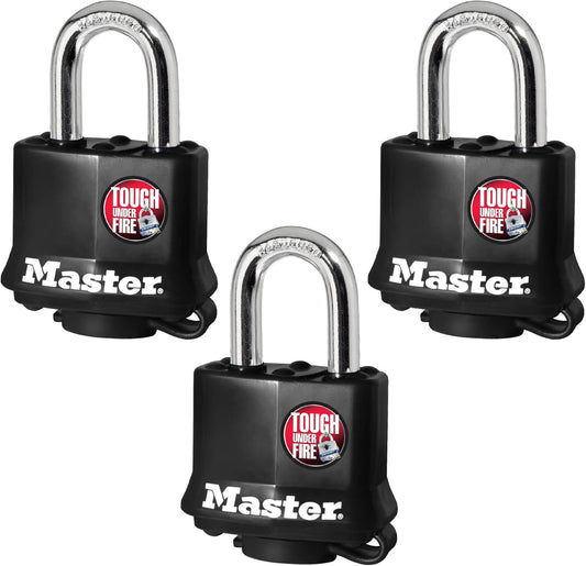 3-Pack Master Lock 311TRI Keyed Alike Laminated Steel Padlocks in Black - Secure Your Possessions with Ease - WildKart
