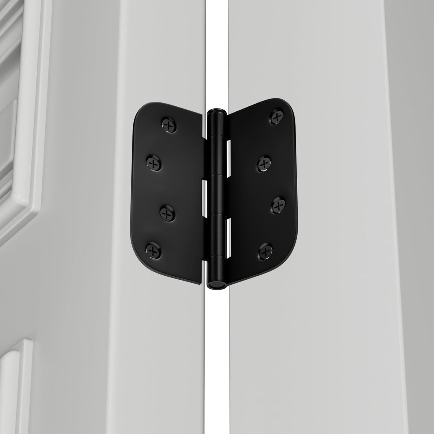 3 Pack Matte Black 4 Inch Door Hinges with 5/8" Radius Corners - Heavy-Duty Hardware for Interior and Exterior Doors