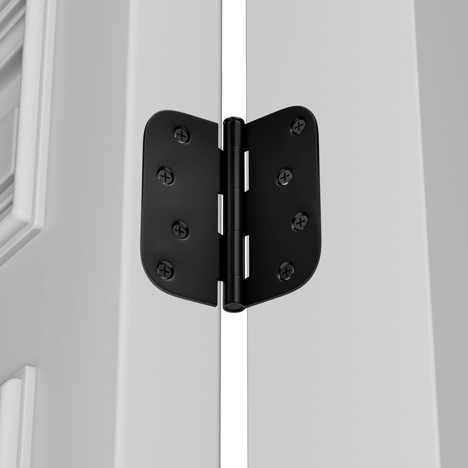 3 Pack Matte Black 4 Inch Door Hinges with 5/8" Radius Corners - Heavy-Duty Hardware for Interior and Exterior Doors