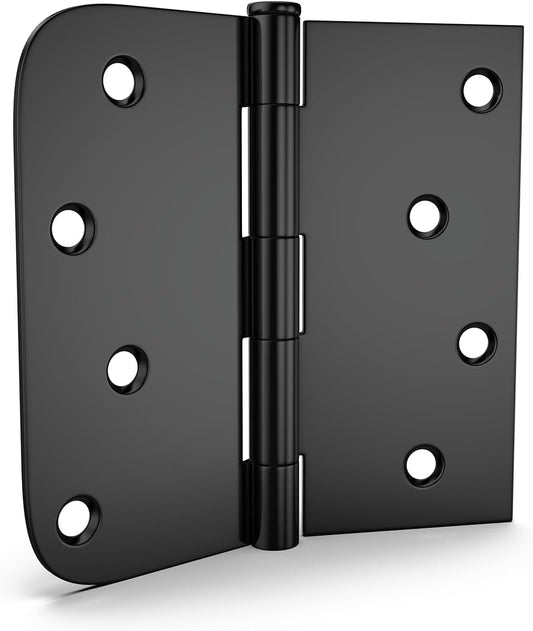 3 Pack of Goldenwarm 4in Black Door Hinges - Matte Black Interior Hinges for Doors - 4 x 4 Inch, Square & Round Corners - Iron Material