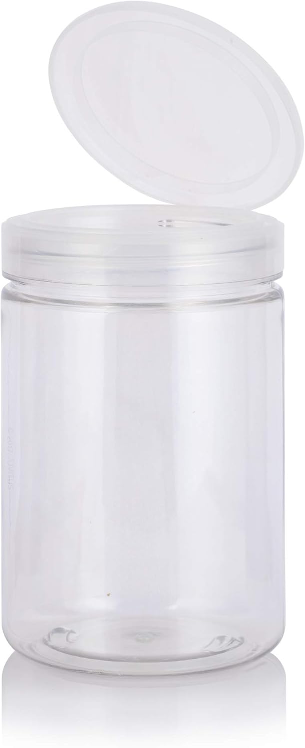 3 Pack of JUVITUS 25 oz BPA Free PET Plastic Refillable Jars with Flip Top Caps and Labels