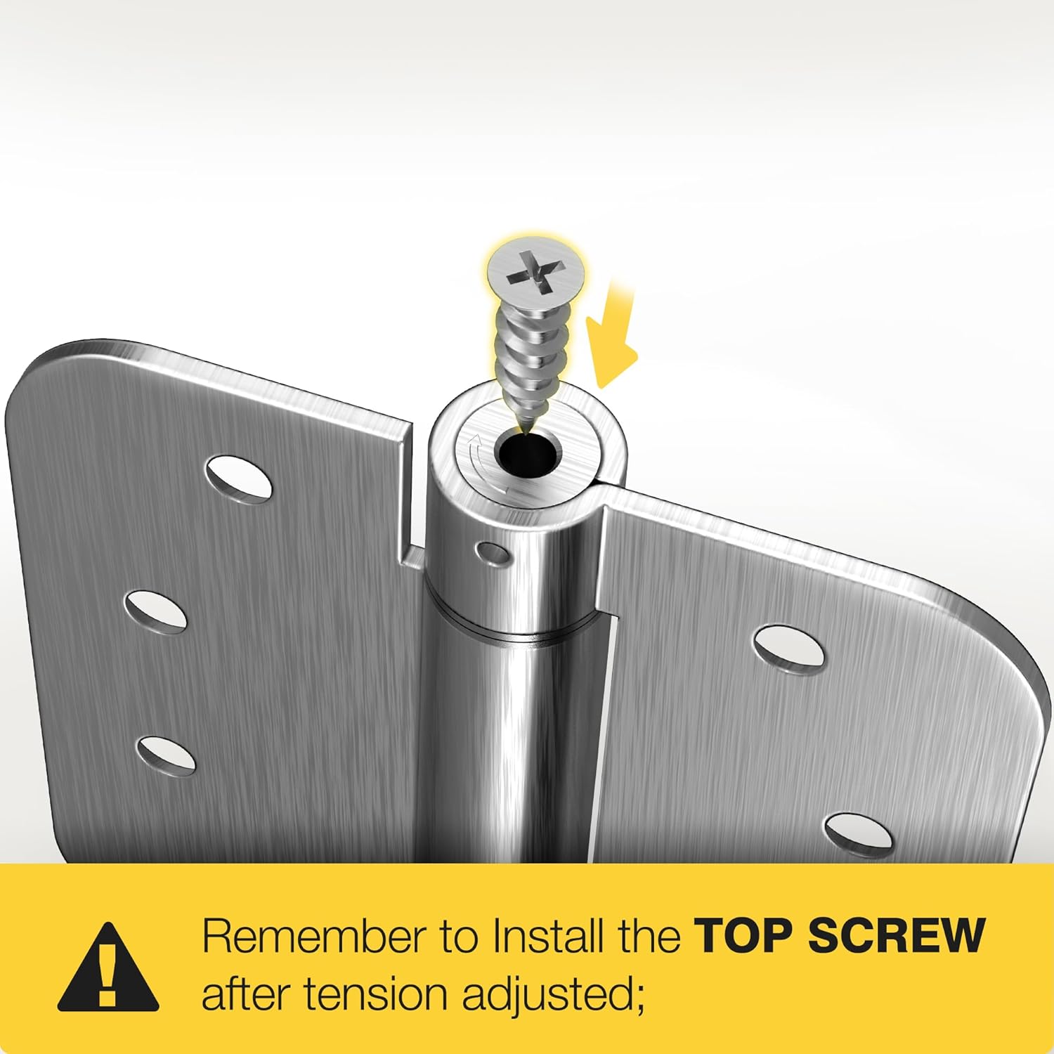 3 Pack of KOLET 4x4 Self Closing Door Hinges with Auto Close, 5/8" Radius Corners, Heavy Duty Stainless Steel, Brushed Nickel - Long Lasting