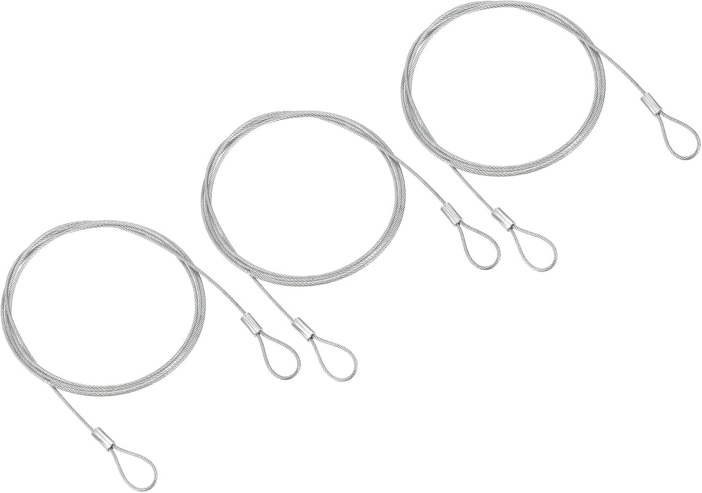 3 Pack PATIKIL 3.3Ft Stainless Steel Safety Cable Lock with Double Loop - 1.5mm Dia Security Wire Rope for Stage Lighting & Luggage Locks