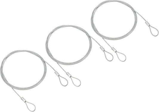 3 Pack PATIKIL 3.3Ft Stainless Steel Safety Cable Lock with Double Loop - 1.5mm Dia Security Wire Rope for Stage Lighting & Luggage Locks