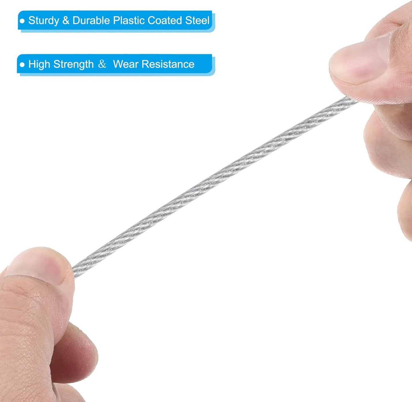 3 Pack PATIKIL 3.3Ft Stainless Steel Safety Cable Lock with Double Loop - 1.5mm Dia Security Wire Rope for Stage Lighting & Luggage Locks