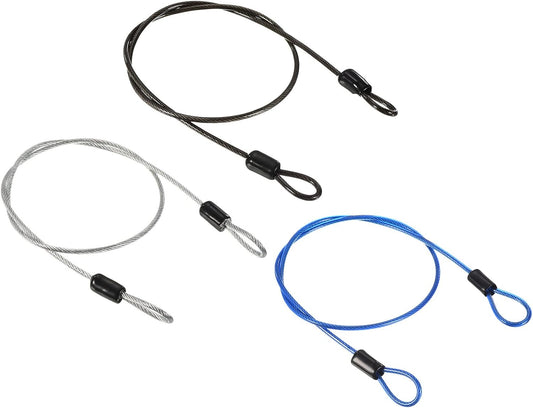 3 Pack PATIKIL Security Steel Cable 2.5mm x 0.5m Coated Luggage Lock Wire Rope, Double Loop - Transparent, Black, Blue