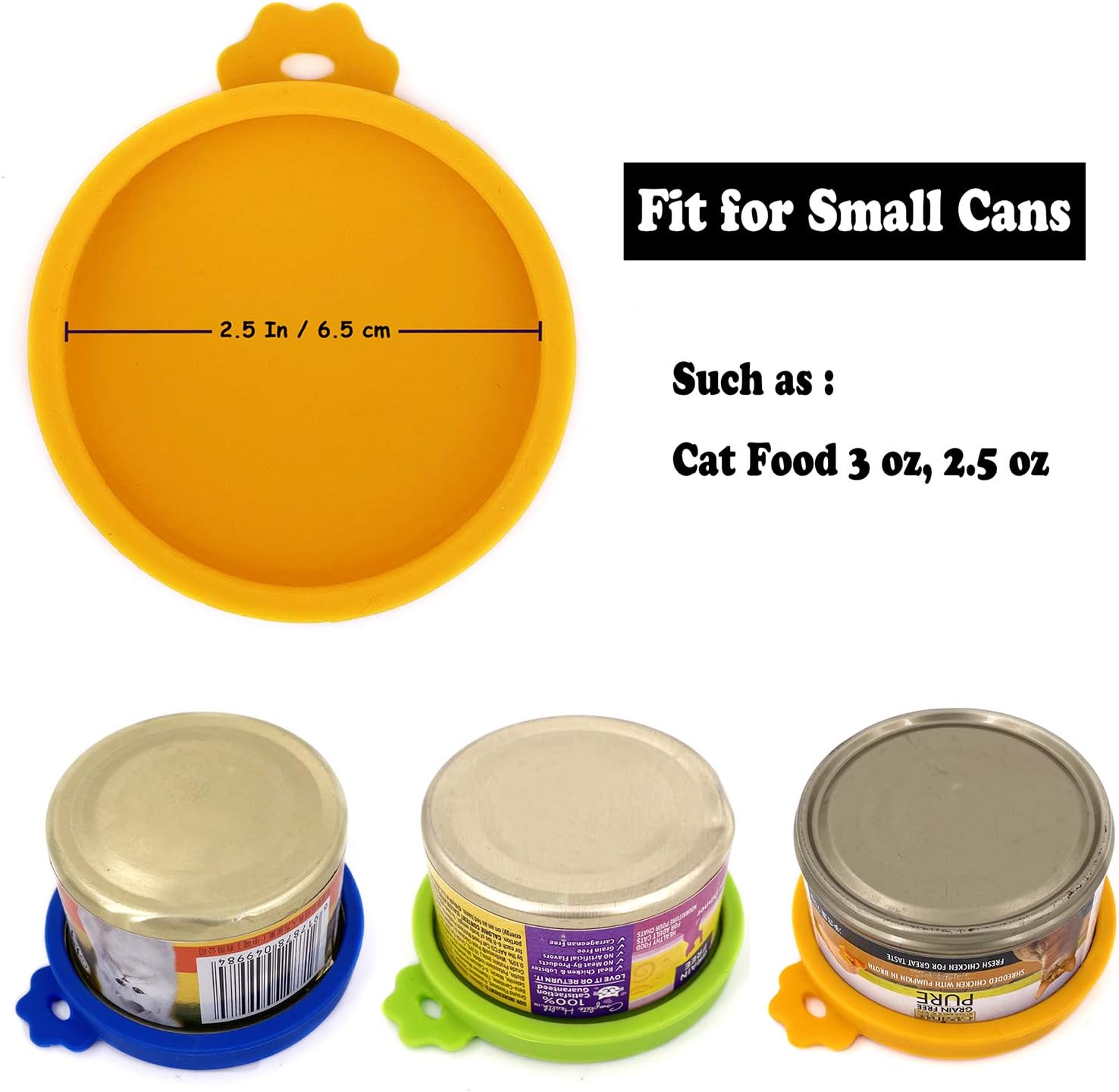 3 Pack Silicone Cat Food Can Lids for 3 oz Cans - Small Pet Food Covers
