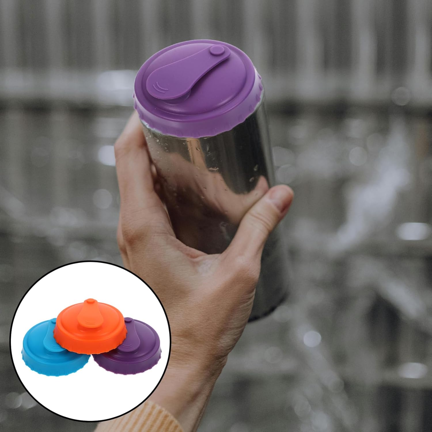3 Pack Silicone Soda Can Covers for Airtight Sealing - Perfect for Beer, Soda, Juice, and Canning Bottles