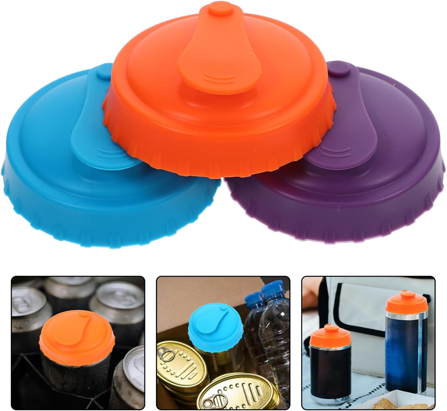 3 Pack Silicone Soda Can Covers for Airtight Sealing - Perfect for Beer, Soda, Juice, and Canning Bottles