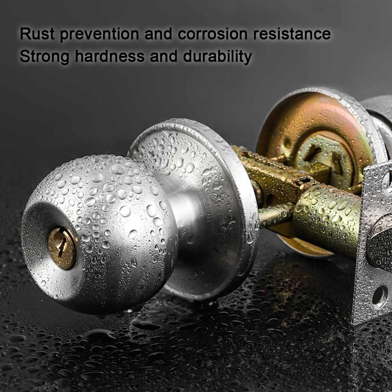 3 Pack Stainless Ball Door Knobs with Lock and Key - Round Ball Entry Lock Interior/Exterior Door Knob for Bedroom/Bathroom by UONIKA