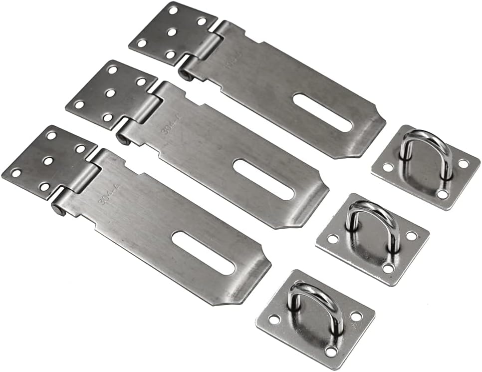 3 Pack Stainless Steel 4" Lock Hasp Latch with Screws for Gates, Cabinets, and Padlocks by DGOL