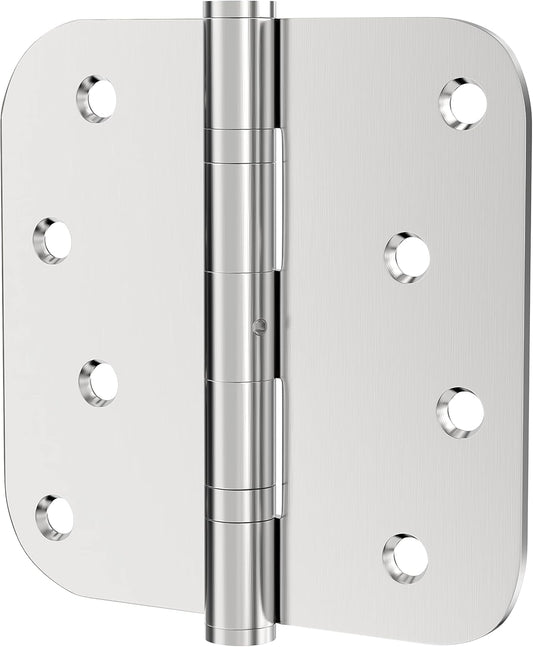 3 Pack Stainless Steel Heavy Duty Ball Bearing Door Hinges for Exterior Doors - 4" with Rounded Corners - 3mm Thickness