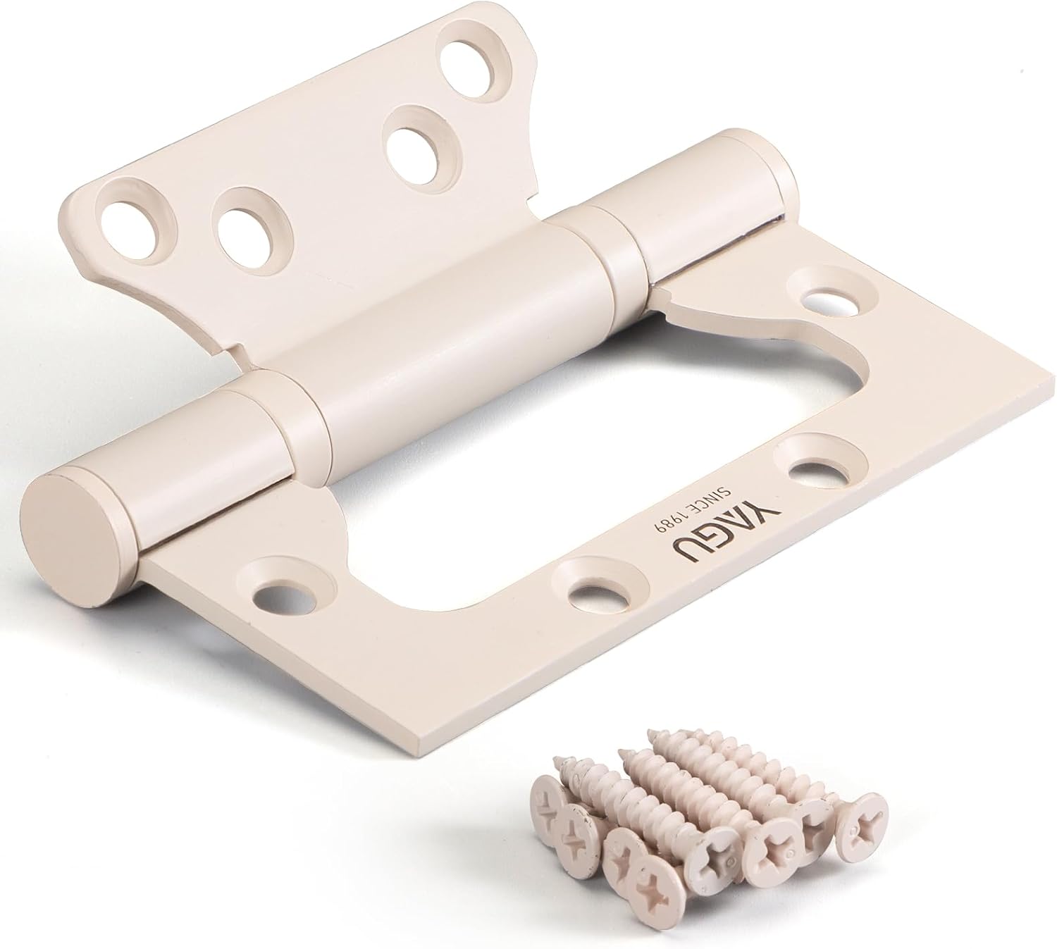 3 Pack Stainless Steel Non-Mortise Door Hinges - 4" x 3" - Easy Install, Heavy Duty, Square Corners - Beige