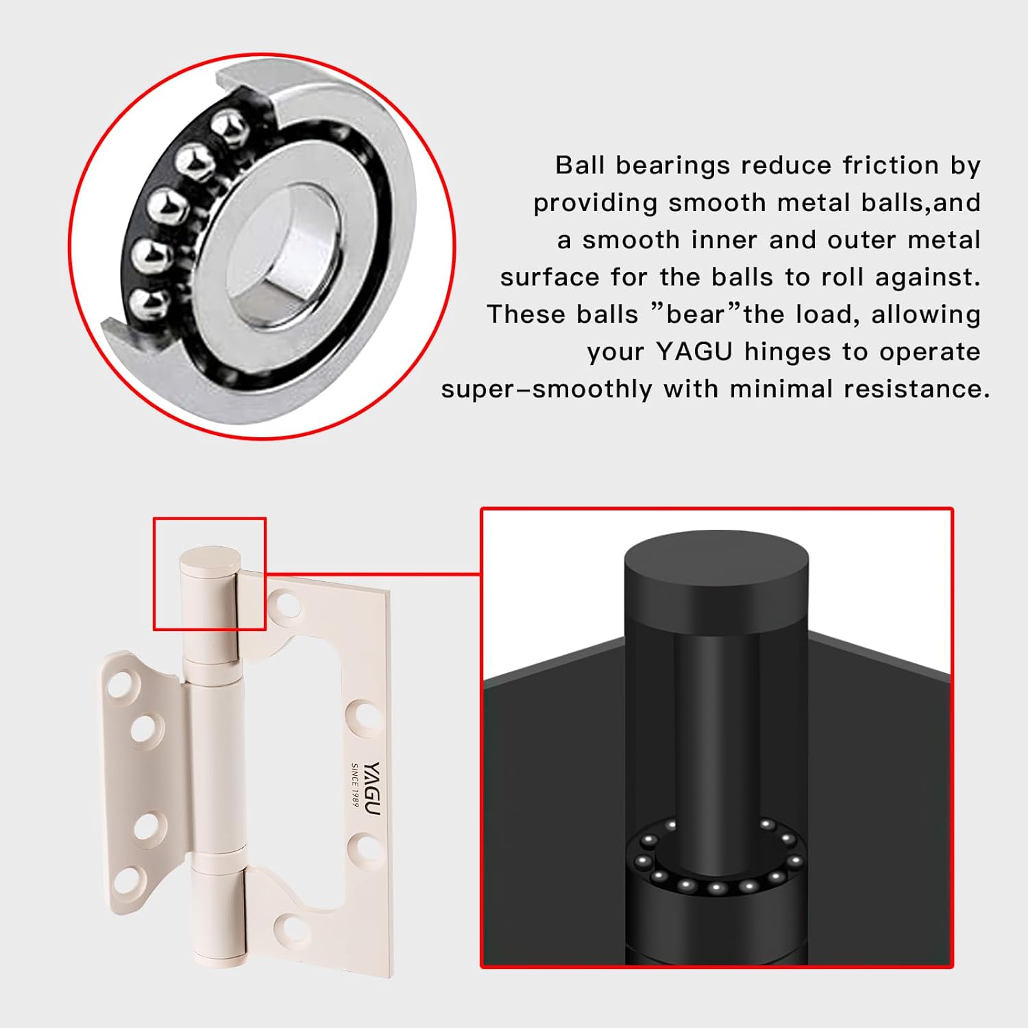 3 Pack Stainless Steel Non-Mortise Door Hinges - 4" x 3" - Easy Install, Heavy Duty, Square Corners - Beige