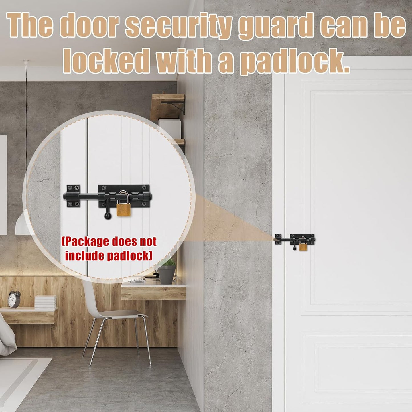 3-Pack Tandefio 6.3 Inch Slide Bolt Gate Latch with Padlock Hole - Heavy Duty 304 Stainless Steel Barrel Bolt for Barn, Fence, Shed, Yard - Black