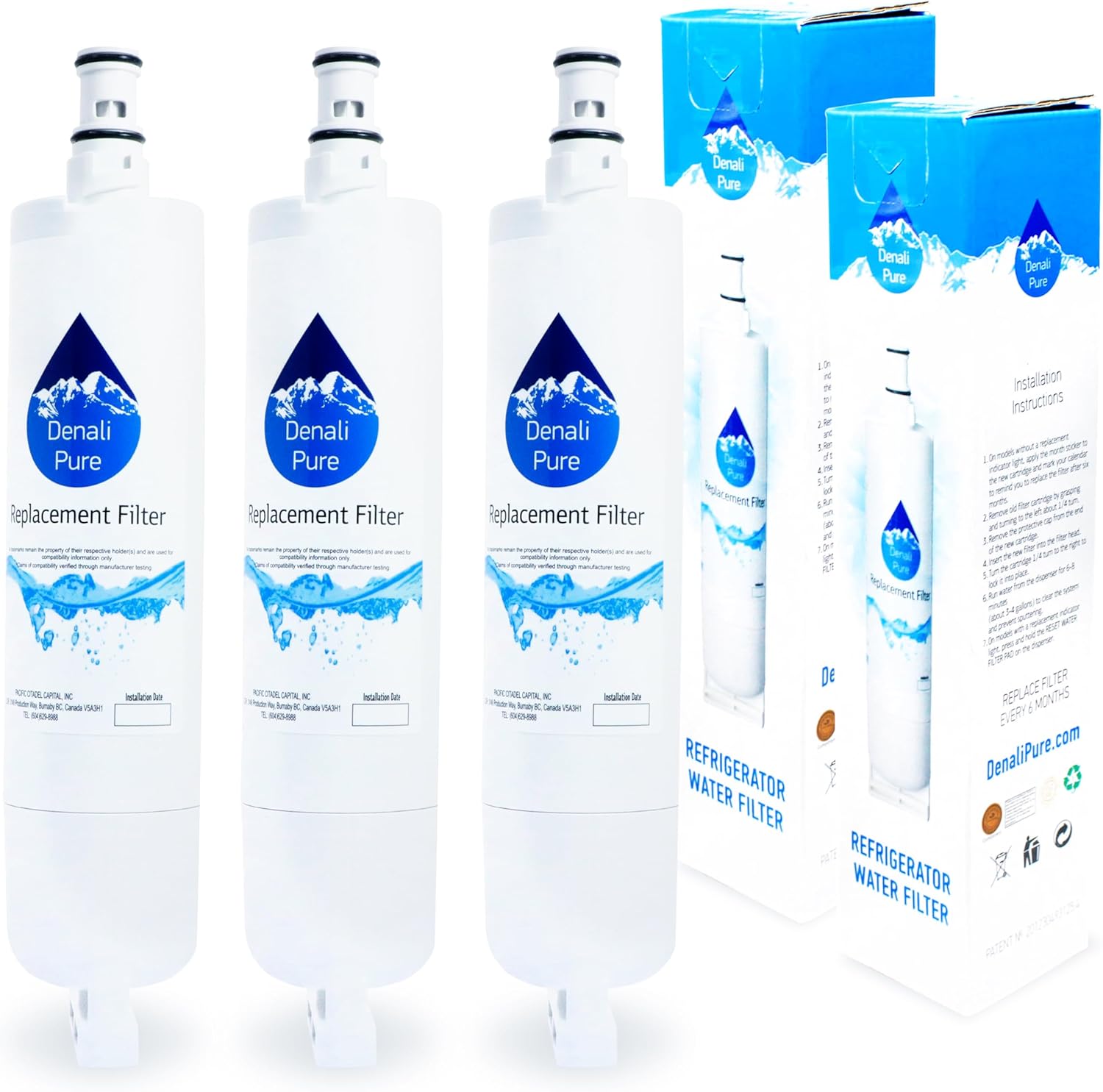 3-Pack Upstart Battery Replacement for KitchenAid KSRP25FNSS00 Refrigerator Water Filter - Compatible with 4396508, 4396509, 4396510 Cartridge