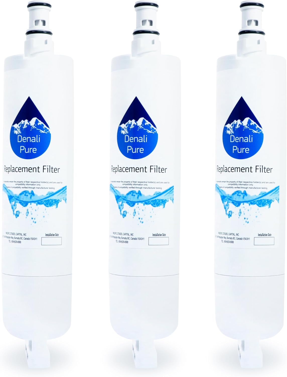 3-Pack Upstart Battery Replacement for KitchenAid KSRP25FNSS00 Refrigerator Water Filter - Compatible with 4396508, 4396509, 4396510 Cartridge