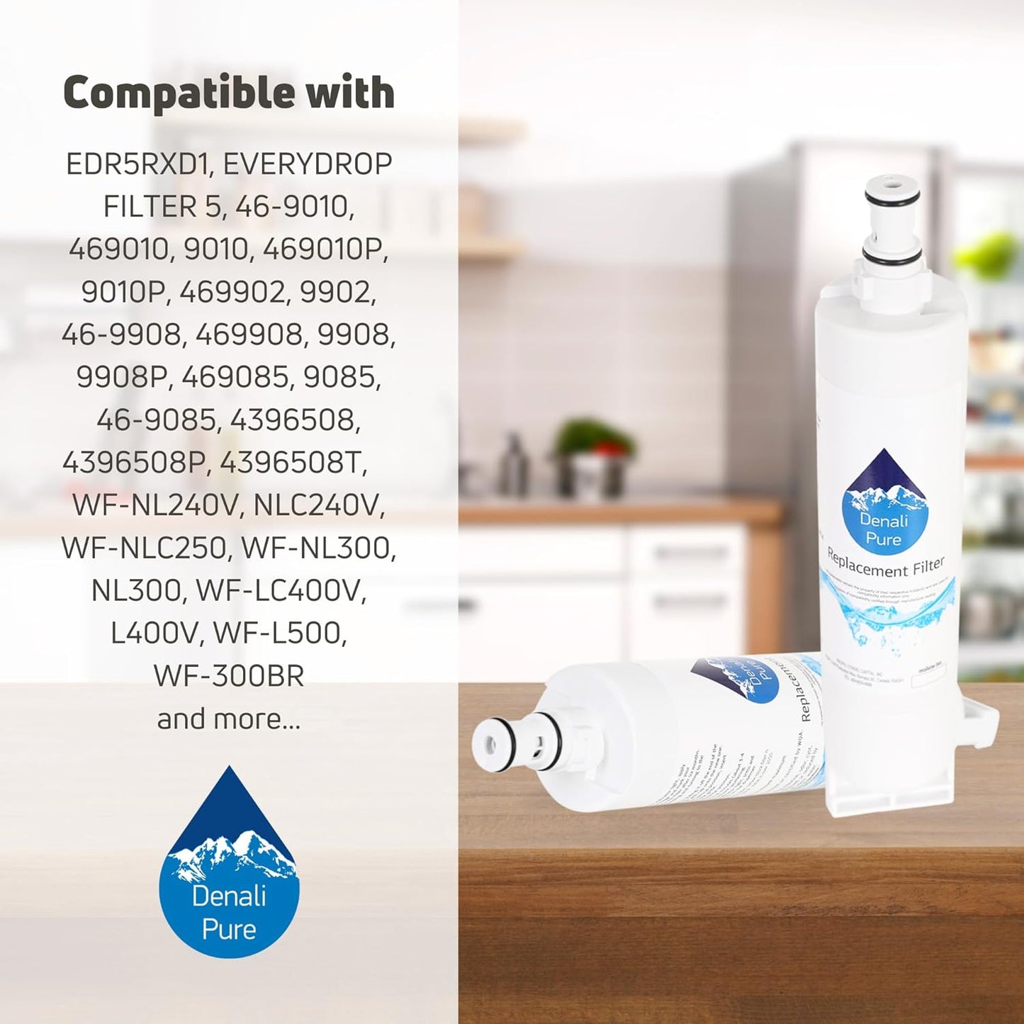 3-Pack Upstart Battery Replacement for KitchenAid KSRP25FNSS00 Refrigerator Water Filter - Compatible with 4396508, 4396509, 4396510 Cartridge