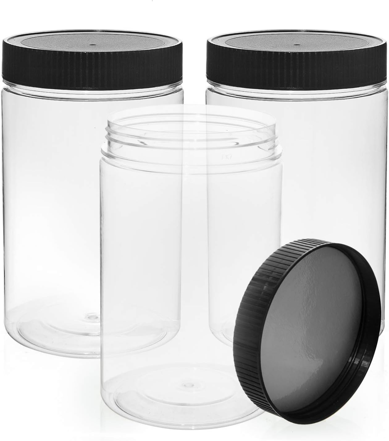 3-Pack Vumdua 27 Ounce Plastic Jars with Lids - Airtight Food Storage Containers for Organization