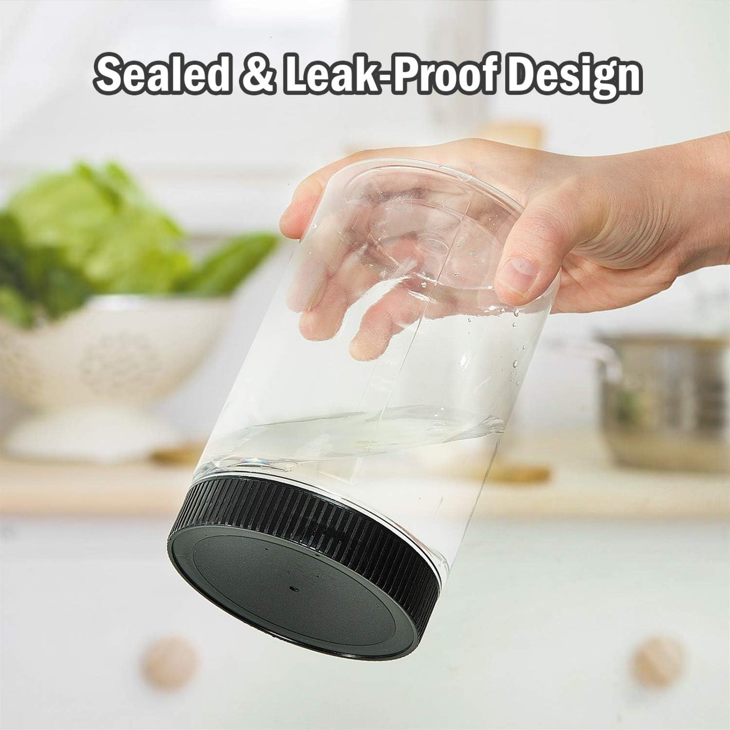 3-Pack Vumdua 27 Ounce Plastic Jars with Lids - Airtight Food Storage Containers for Organization