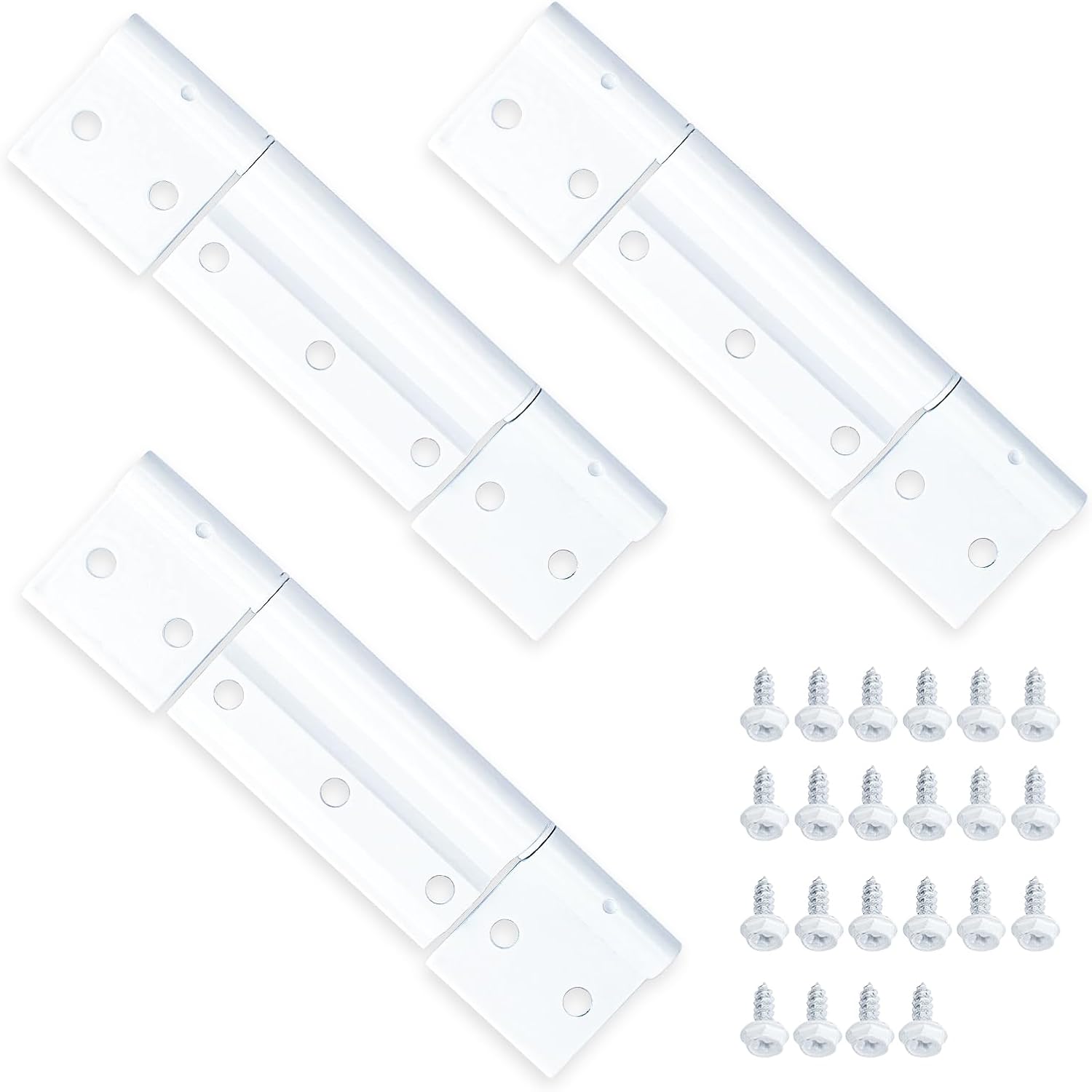 3-Pack White Aluminum Screen Door Hinges - Compatible with Most Screen Doors - 1/8 in. Grooved Center - SyunsXoon