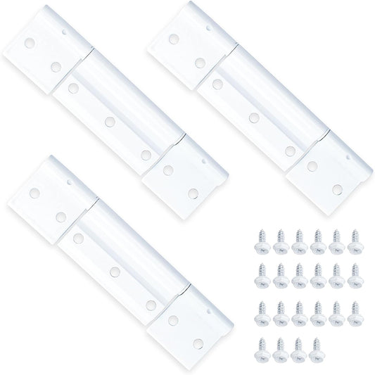 3-Pack White Aluminum Screen Door Hinges - Compatible with Most Screen Doors - 1/8 in. Grooved Center - SyunsXoon