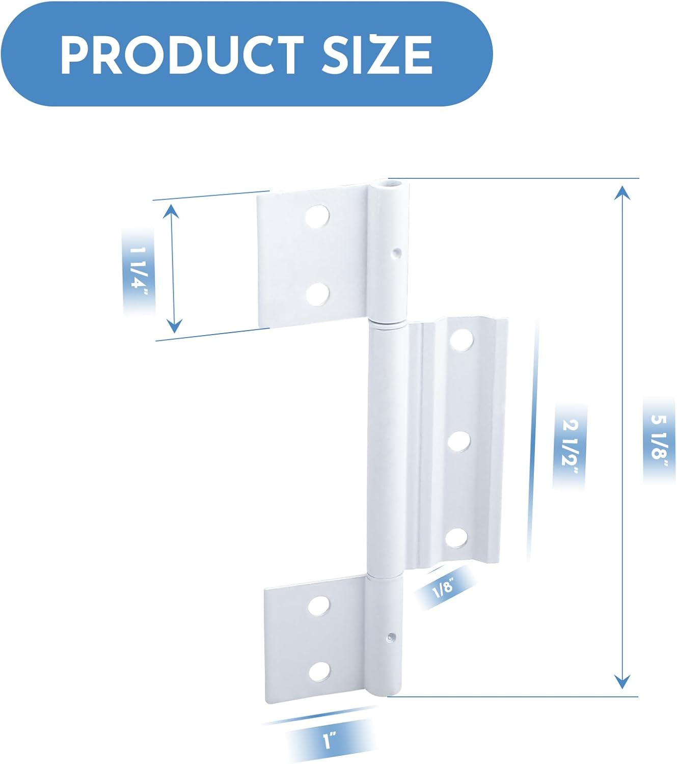 3-Pack White Aluminum Screen Door Hinges - Compatible with Most Screen Doors - 1/8 in. Grooved Center - SyunsXoon
