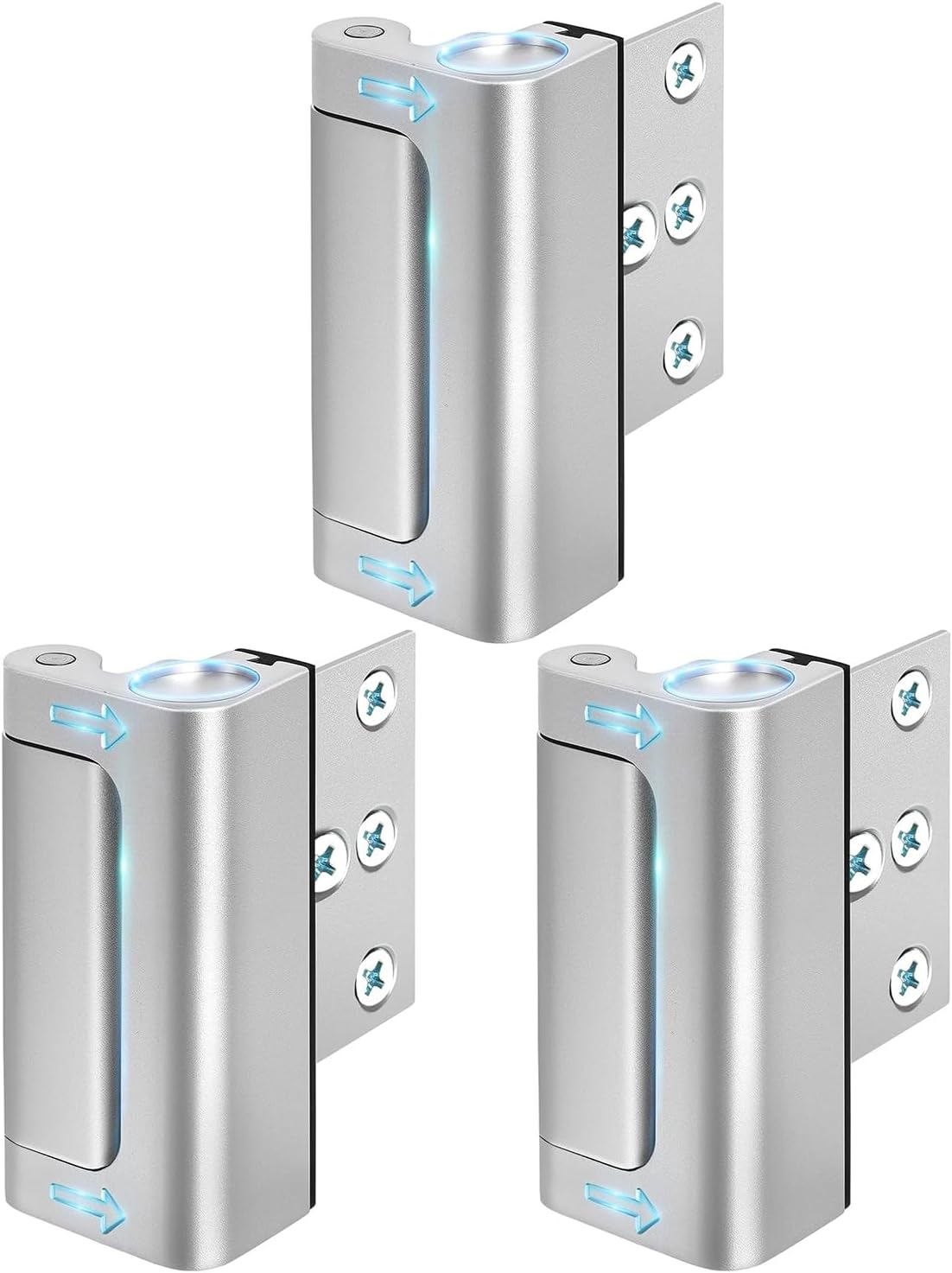 3 Pack WINONLY Home Security Door Locks - Metal Reinforcement for Kids Safety - Top Front Door Child Proof Latch - Defend High Security - Withstand 800lbs - Inside Swing Door Chain