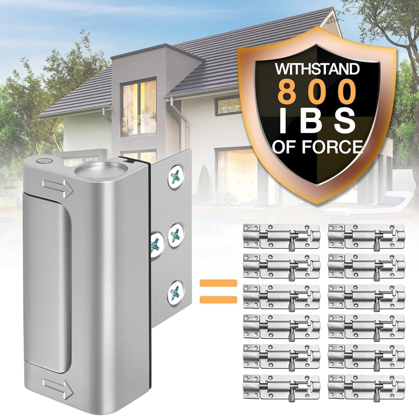 3 Pack WINONLY Home Security Door Locks - Metal Reinforcement for Kids Safety - Top Front Door Child Proof Latch - Defend High Security - Withstand 800lbs - Inside Swing Door Chain